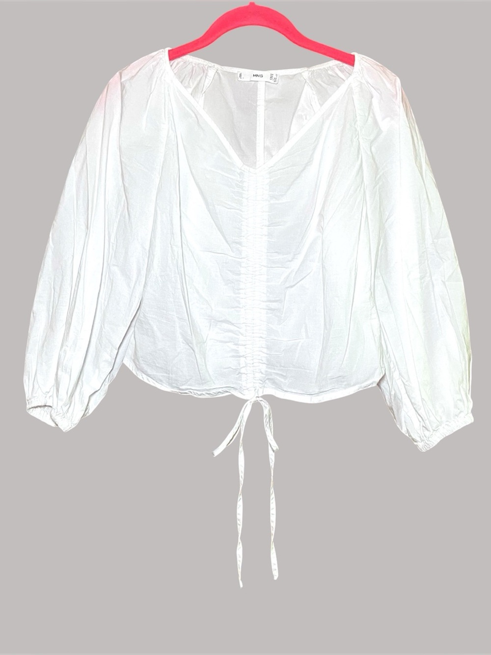 Mango White Balloon Sleeve Peasant Blouse Boho Romantic Cottagecore XS 2